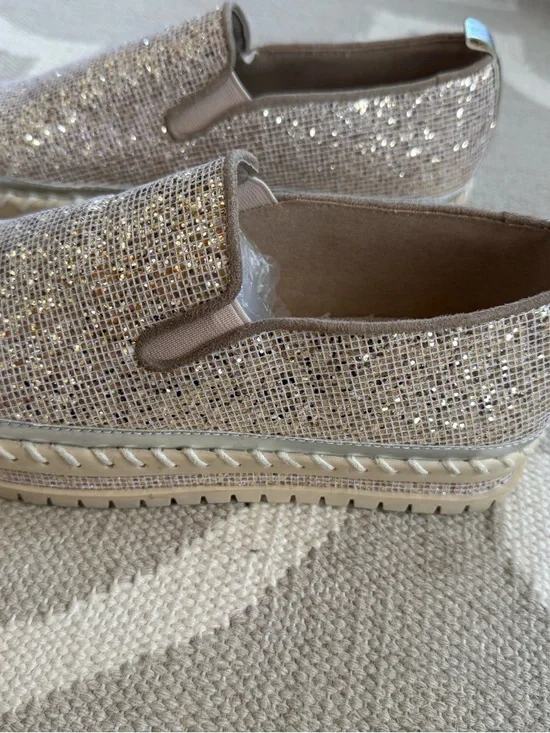 Glitter Platform Slip-On Loafers in Gold - Picture 3 of 6